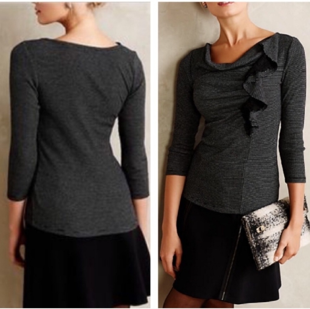 ANTHROPOLOGIE DELETTA Ophelia Waffle Knit Top
